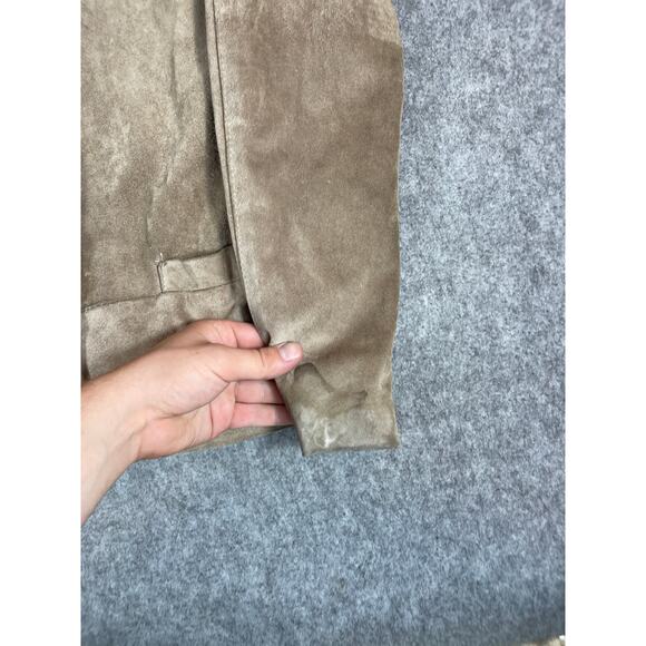 Vintage 80s Leather Suede Jacket Womens Small Brown Button Up Western Boho - Picture 2 of 6